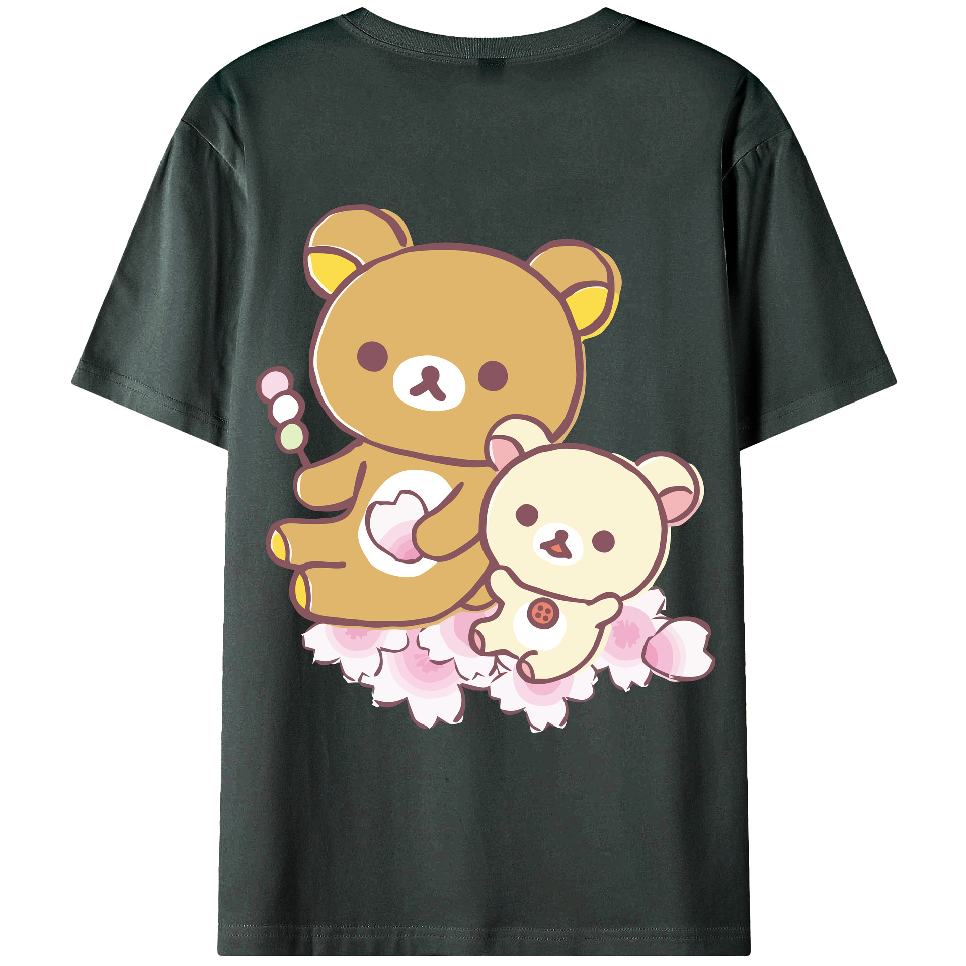 （画像用） リラックマ リラックマ キイロイトリ Rilakkuma Korilakkuma Kiiroitori 綿100％ メンズ半袖Tシャツ（バックプリント） 通気性